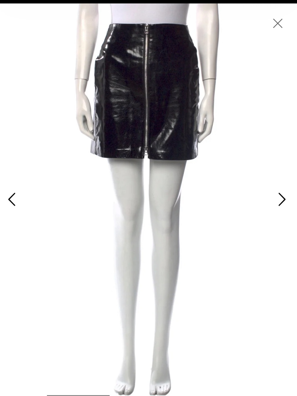 rag & bone Black Patent Mini Skirt with Center Zip Detail